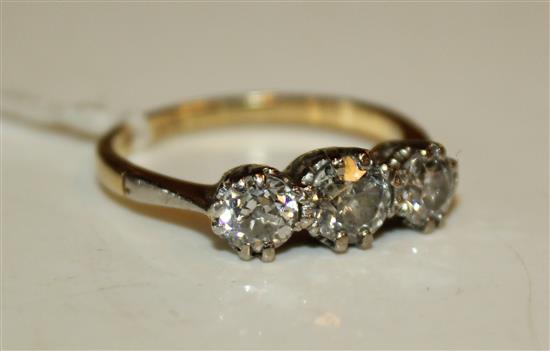 Diamond and 3 stone ring